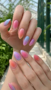 Aura Nails Ideas for a Soft Blended Color Effect