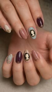 Cameo Portrait Nail Art Designs for Vintage Beauty