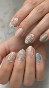 Embroidered Lace Nail Art Ideas for Delicate Texture