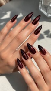 Gothic Almond Nails With a Defined Central Direction