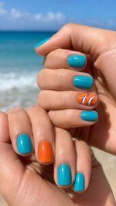 Pair Clownfish Orange With Lagoon Blue