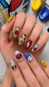 Pop Art Nail Art Designs for Bold Graphic Energy