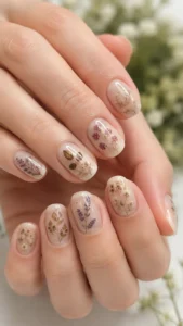 Pressed Botanical Nail Art Ideas for Natural Elegance