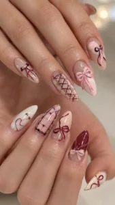 Ribbon and Corset Nail Art Ideas for Romantic Styling