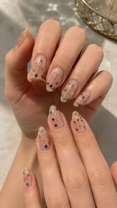 Beaded Curtain Nails With Floating Color Drops