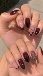 Black Cherry Nails With Summer Goth Polish