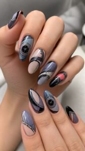 Camera Aperture Acrylic Nails With Rotating Blade Geometry