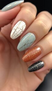 Ceramic Crackle Nails With Delicate Glazed Lines