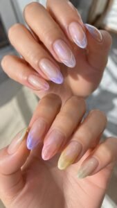 Chiffon Tint Nails With Feather Light Color