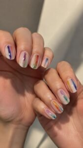 Chromatography Strip Nails With Separated Pigment Bands