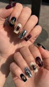 Class Ring Nails With Signet Shape and Personal Color