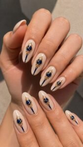Cross Two Gold Bands Around Royal Blue
