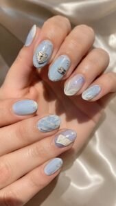 Diary Lock Light Blue Nails With Private Vintage Character