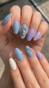 Fasten a Silver Lock Over Dusty Blue
