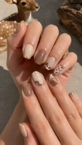 Fawn Shadow Nails With Soft Natural Markings