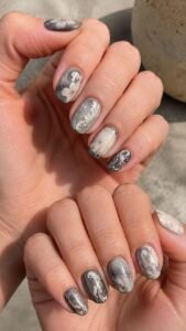 Grisaille Nails With Painted Light and Shadow