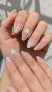 Lace Glove Nails With Sheer Embroidered Detail