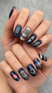 Microphone Navy Nails With Stage Ready Hardware