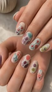 Microscope Cell Nails With Abstract Organic Shapes