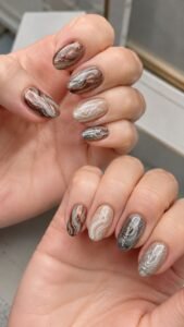 Mokume Gane Nails With Flowing Metal Grain