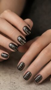 Niello Nails With Blackened Silver Engraving