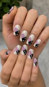 Overlap Lilac and Black Half Tiles