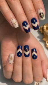 Place a Cream Chevron Across Cobalt