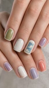 Postage Stamp Nails With Perforated Border Details
