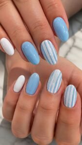 Raise Blue Stripes Over Cloud White