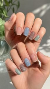 Reeded Glass Nails With Clear Vertical Texture