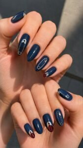 Safety Pin Navy Nails With Clean Punk Hardware