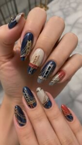 Suspension Bridge Acrylic Nails With Cable Architecture