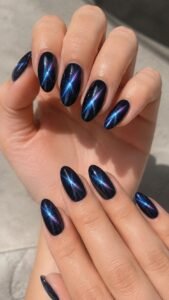 Velvet Comet Nails With Magnetic Light Trails