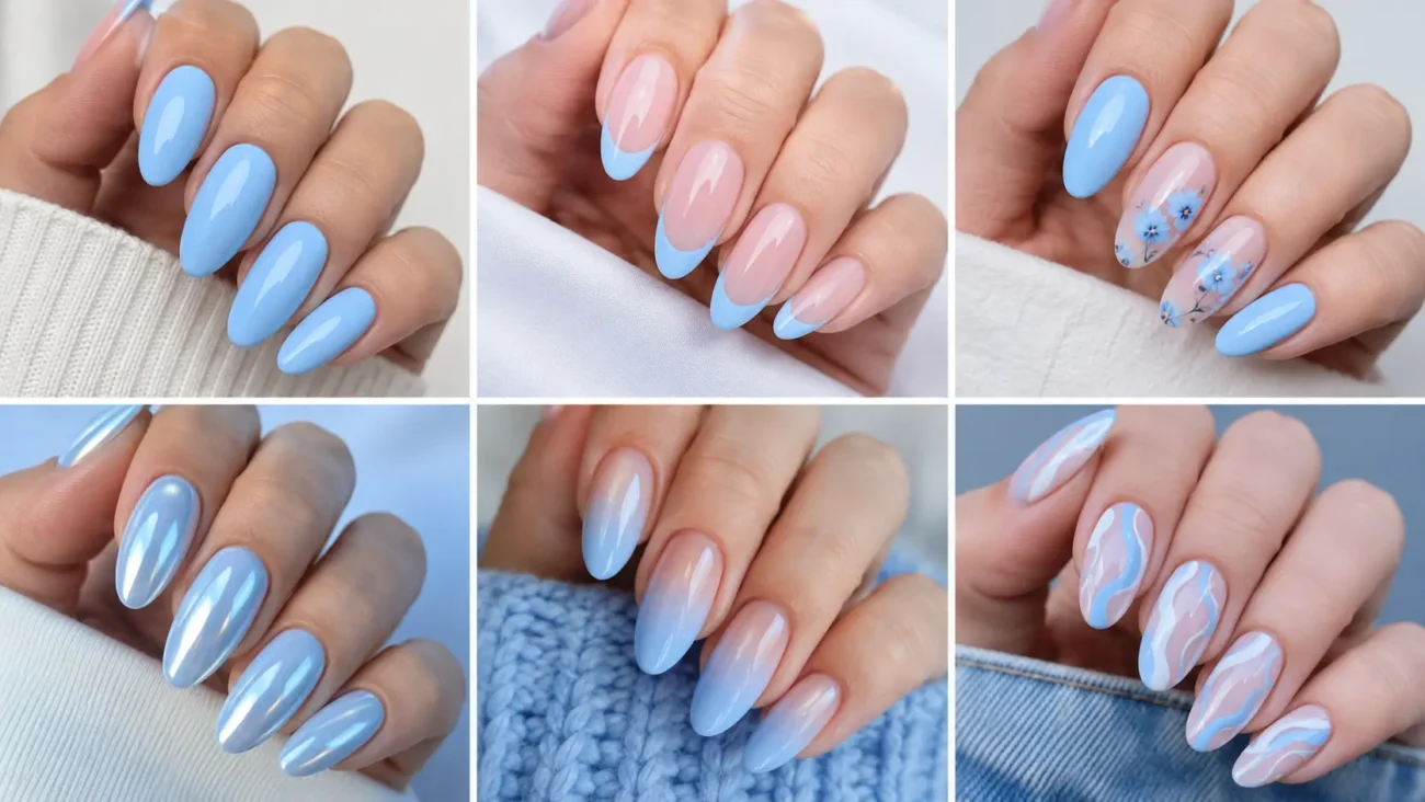 nails light blue