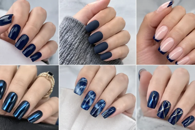 Nails Navy Blue Ideas That Give Dark Color a Fresh Identity
